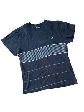 Volcom Men’s Navy Stripe Short Sleeve T‑Shirt